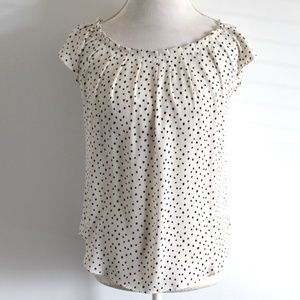 LC LAUREN CONRAD Top Blouse WHITE & BLACK dots XS